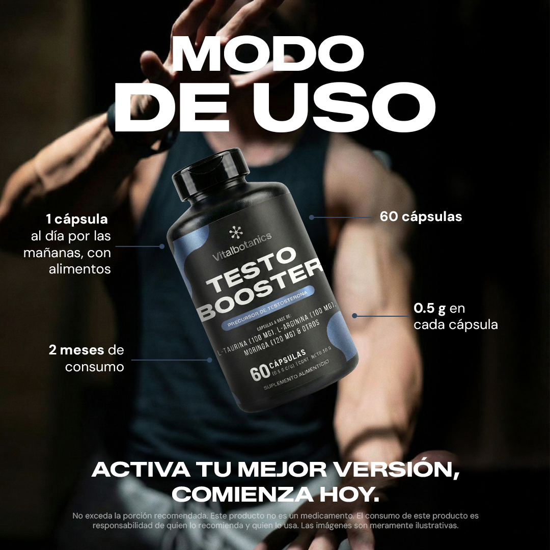 Modo de uso Testo Booster Vitalbotanics – 1 cápsula al día por la mañana