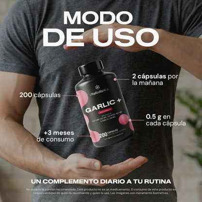 GARLIC + Ajo Chino, Ajo Negro y Cebolla | 200 Cápsulas