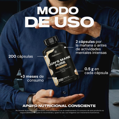 Lion’s Mane Pure | Hongo Melena de León en Cápsulas