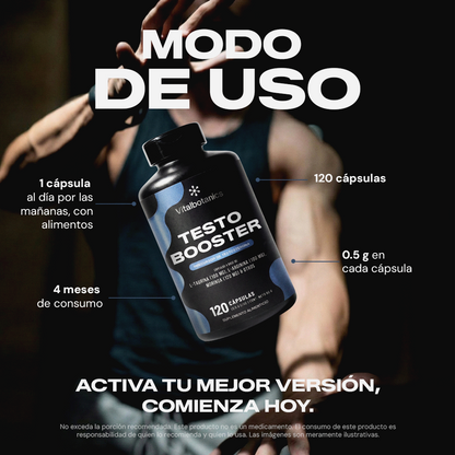 Modo de uso Testo Booster 120c Vitalbotanics – 1 cápsula diaria suministro 4 meses