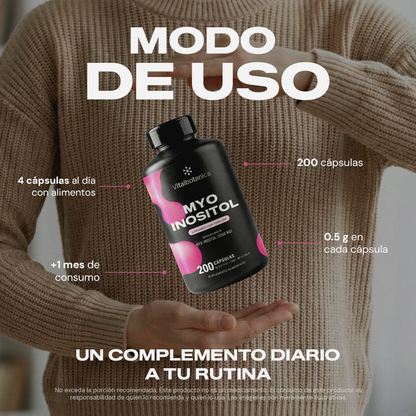 Modo de uso Myo Inositol 2000mg Vitalbotanics – dosis recomendada 60 y 200 cápsulas