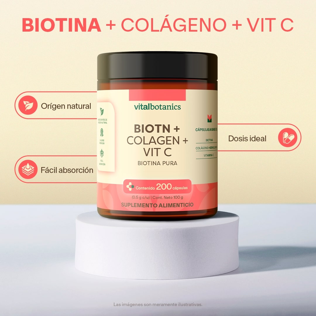 Biotina, Colágeno, Vitamina C en Cápsulas