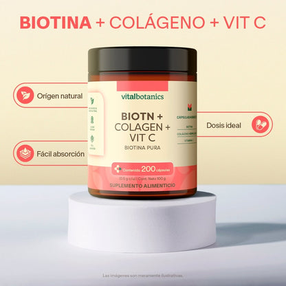 Biotina, Colágeno, Vitamina C en Cápsulas