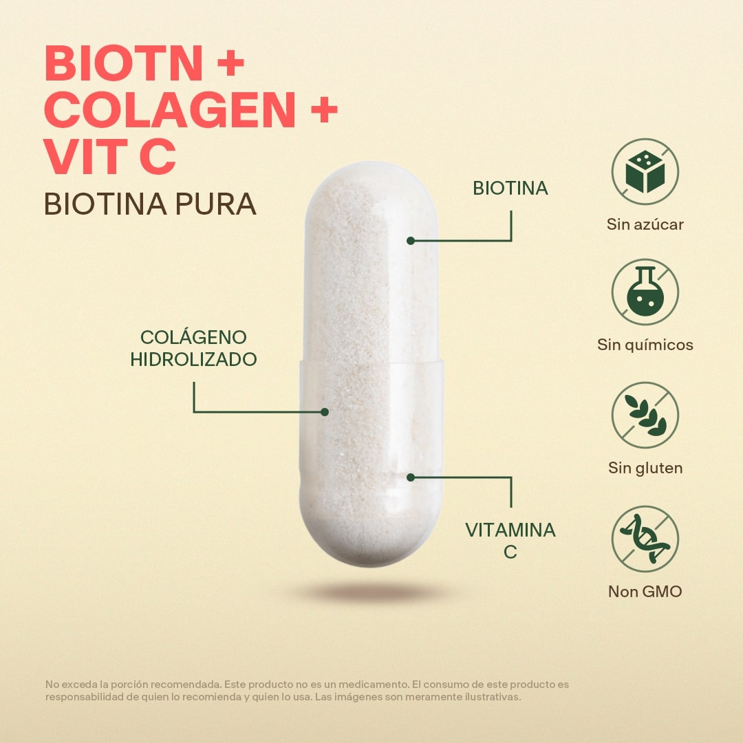 Biotina, Colágeno, Vitamina C en Cápsulas