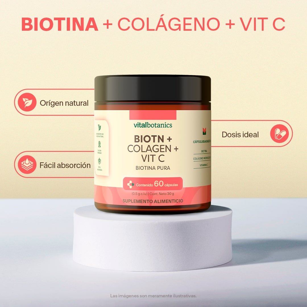Biotina, Colágeno, Vitamina C en Cápsulas