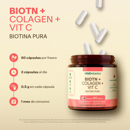 Biotina, Colágeno, Vitamina C en Cápsulas