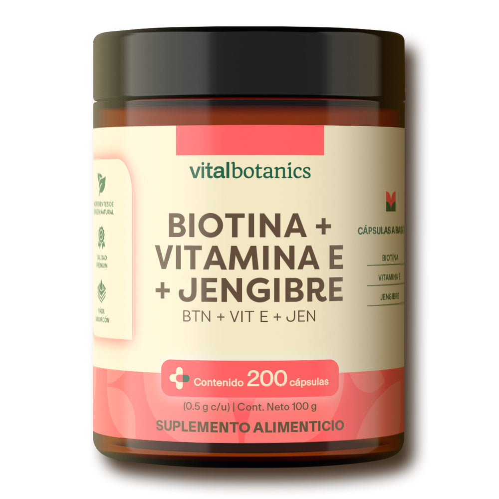 Biotina, Vitamina E, Jengibre en Cápsulas