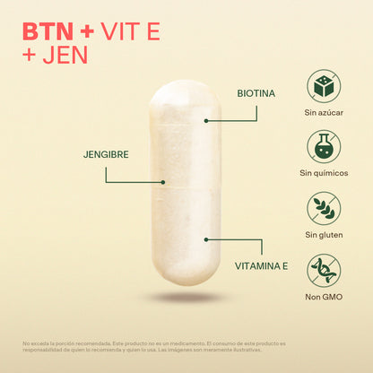 Biotina, Vitamina E, Jengibre en Cápsulas