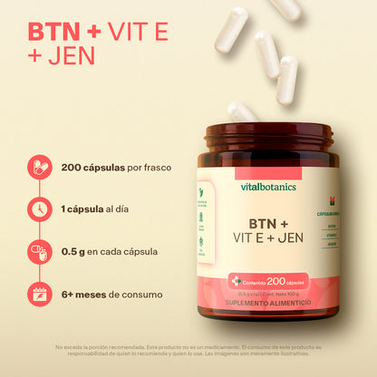 Biotina, Vitamina E, Jengibre en Cápsulas