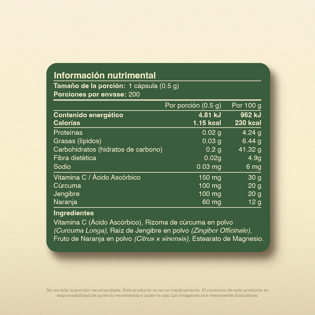 Complejo Vitamina C, Jengibre en Cápsulas