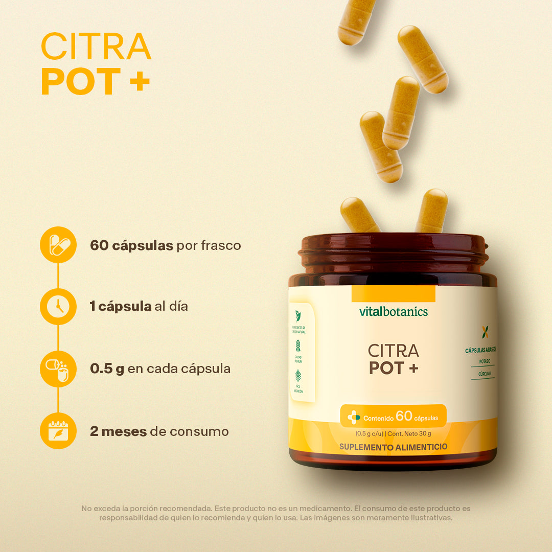 Citrato de Potasio, Cúrcuma en cápsulas - VitalBotanics