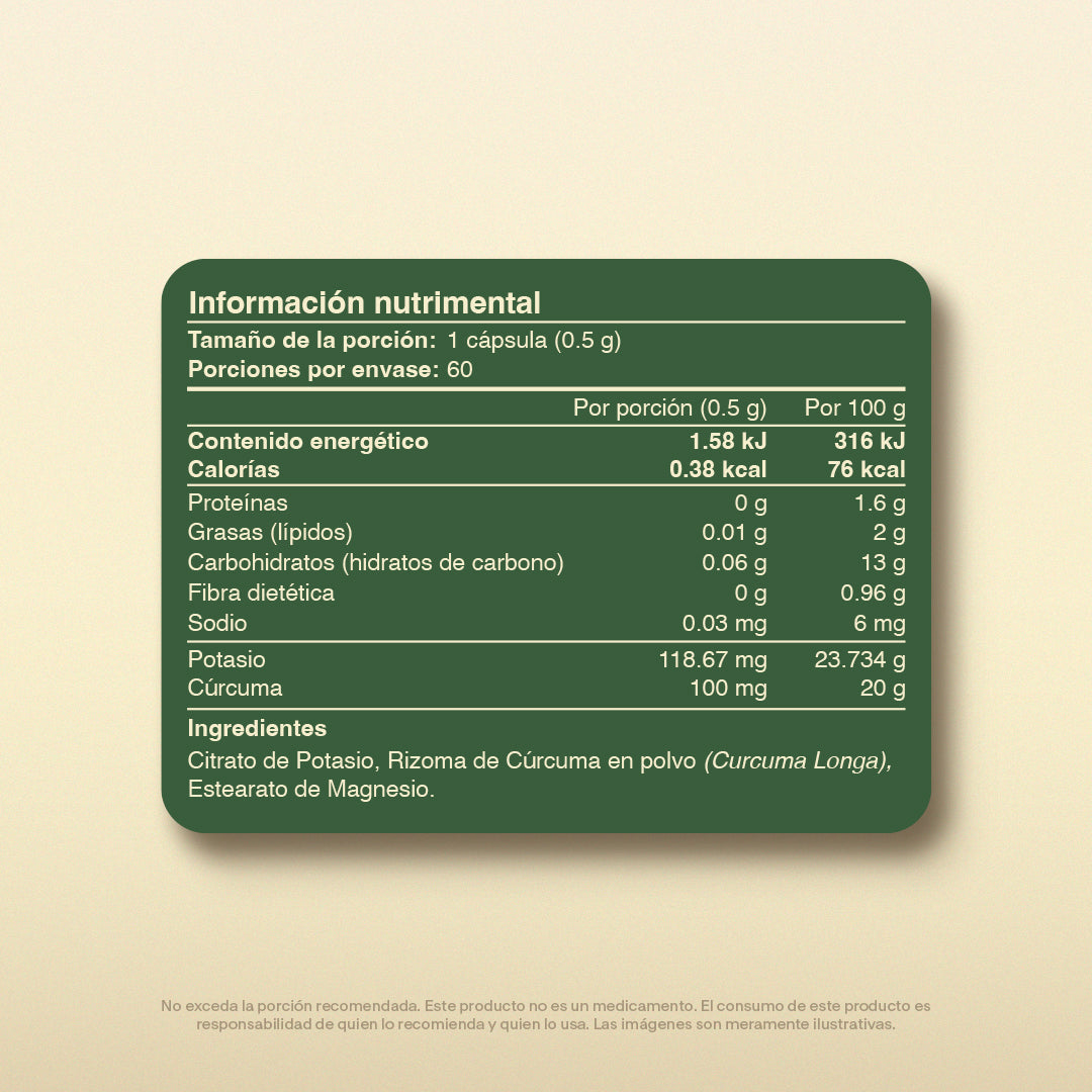 Citrato de Potasio, Cúrcuma en cápsulas