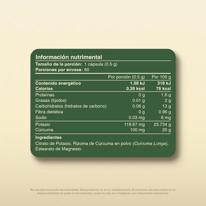 Citrato de Potasio, Cúrcuma en cápsulas