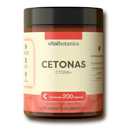CTONS+ Cetonas de Frambuesa | 200 Cápsulas – Quema Grasa y Detox Natural