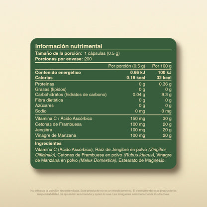 CTONS+ Cetonas de Frambuesa | 200 Cápsulas – Quema Grasa y Detox Natural