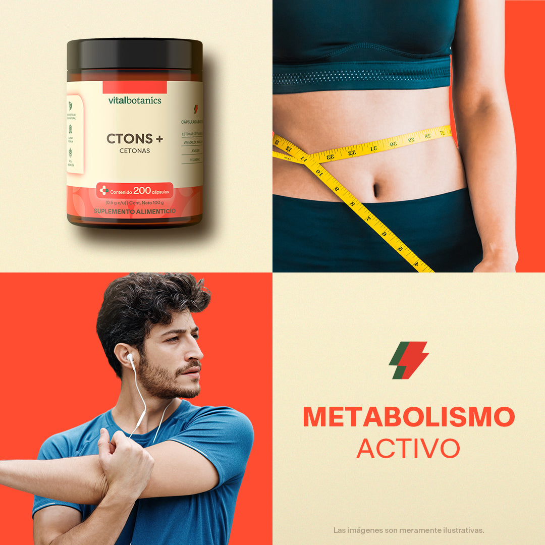 CTONS+ Cetonas de Frambuesa | 200 Cápsulas – Quema Grasa y Detox Natural