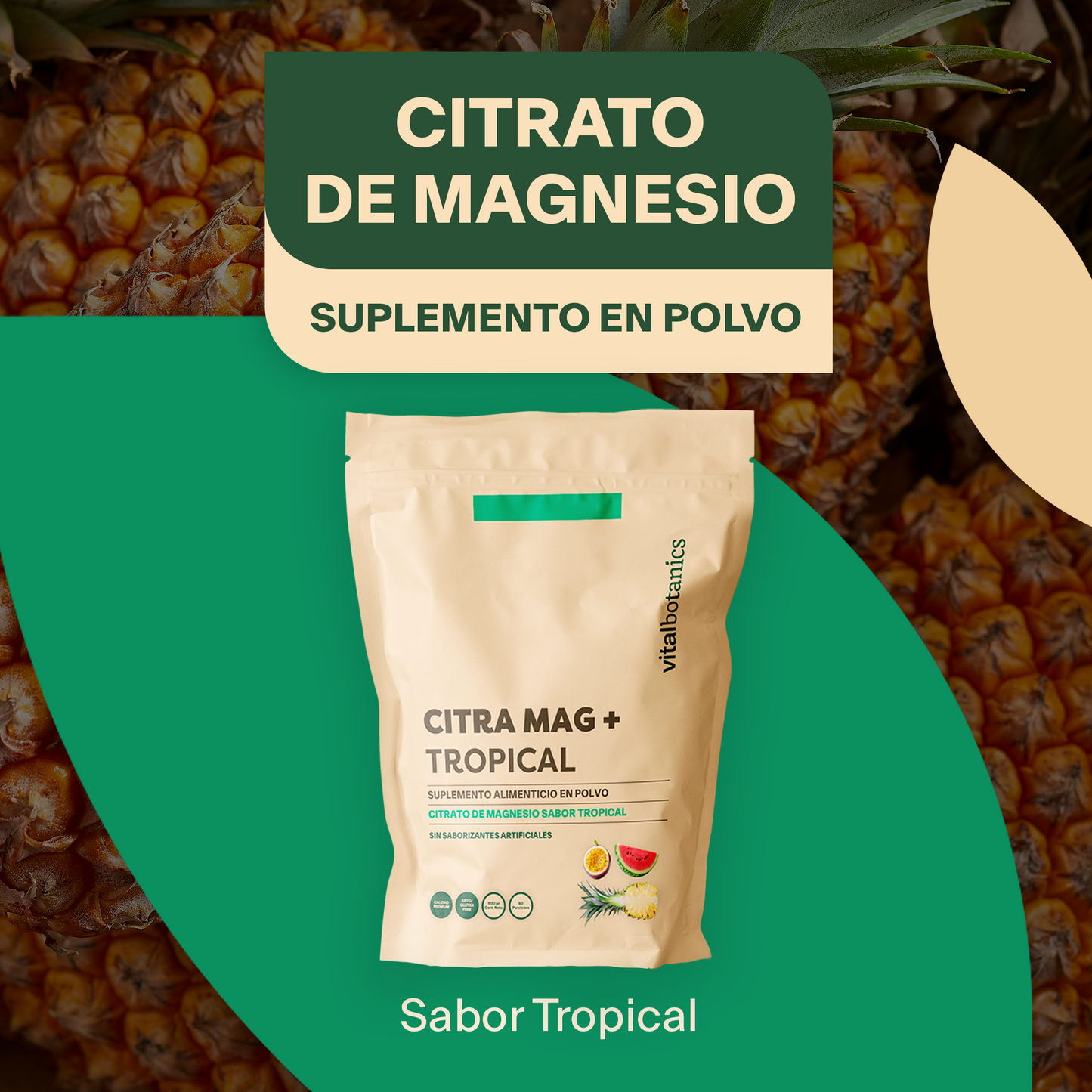 CITRA MAG + TROPICAL | CITRATO DE MAGNESIO EN POLVO SABOR FRUTAS TROPICALES