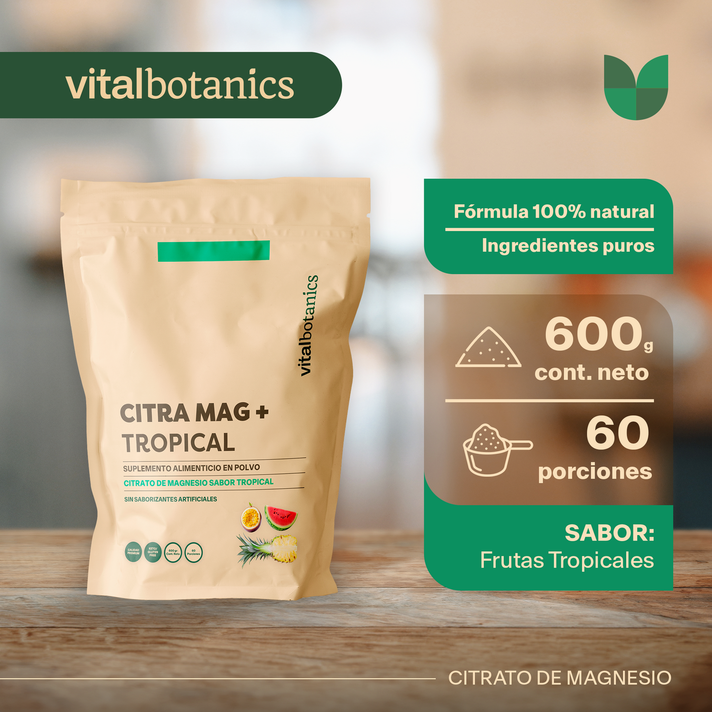 CITRA MAG + TROPICAL | CITRATO DE MAGNESIO EN POLVO SABOR FRUTAS TROPICALES