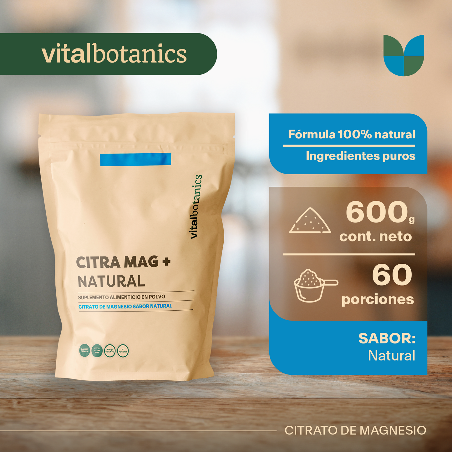 CITRA MAG + NATURAL | CITRATO DE MAGNESIO EN POLVO SABOR NATURAL