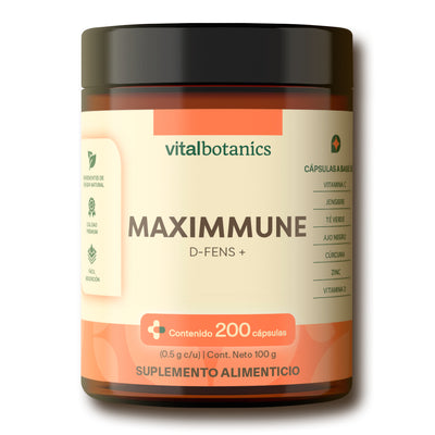 Frasco D-FENS+ Maxximune Vitalbotanics – 200 cápsulas de inmunidad diaria reforzada