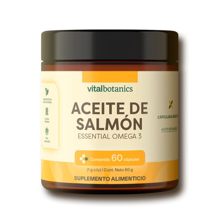 Aceite de Salmón con EPA, DHA y Vitamina E en cápsulas Vitalbotanics – 60 piezas