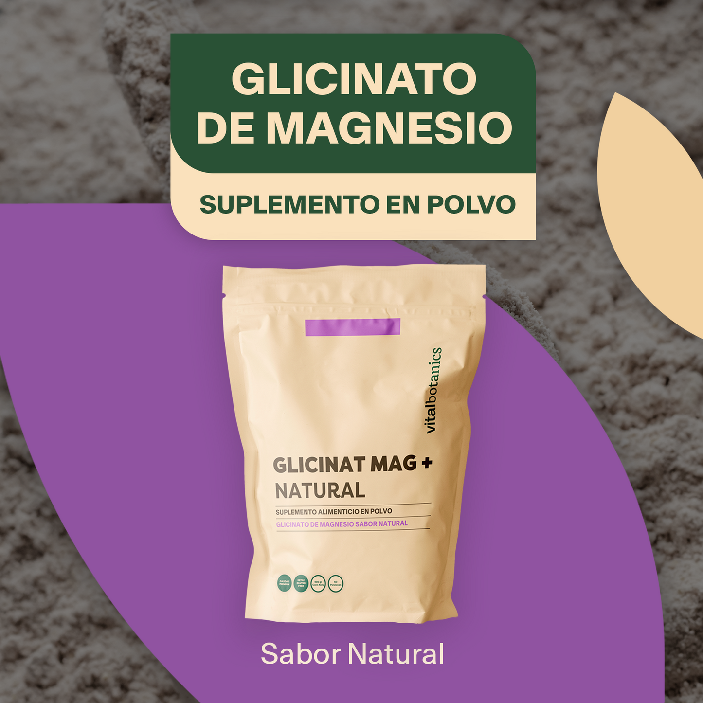 GLICINAT MAG + NATURAL | GLICINATO DE MAGNESIO EN POLVO SABOR NATURAL