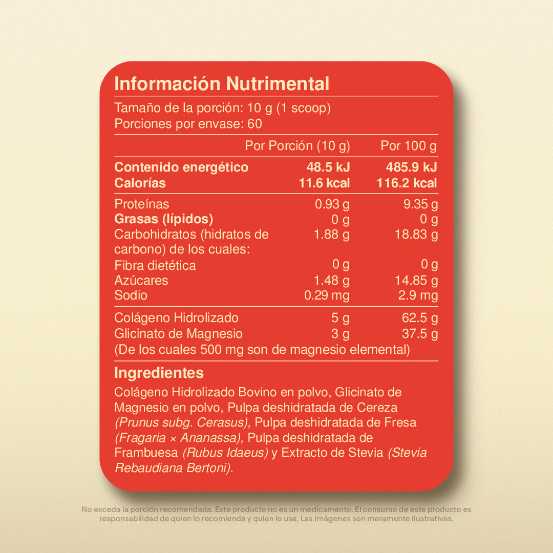 Glicinato de Magnesio en Polvo sabor Frutos Rojos