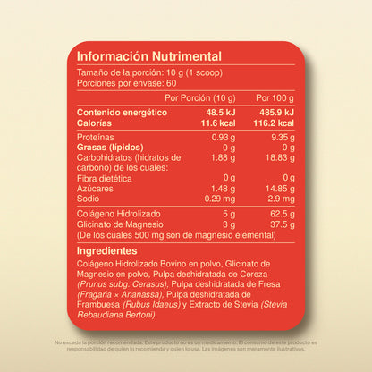 Glicinato de Magnesio en Polvo sabor Frutos Rojos