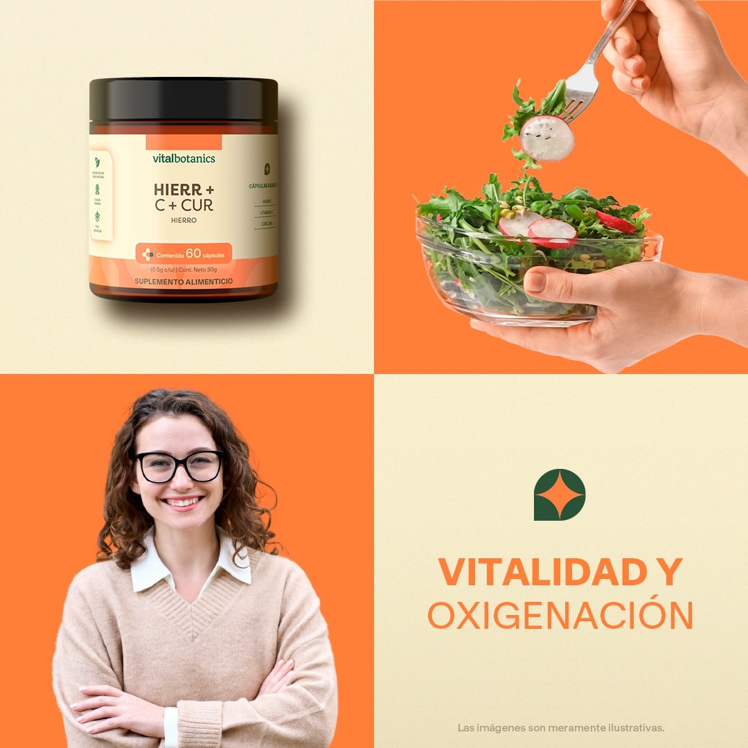 Hierro, Vitamina C, Cúrcuma en Cápsulas