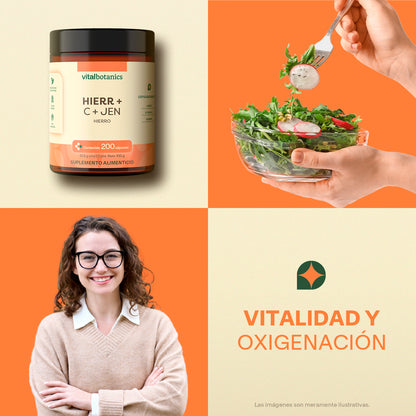Hierro, Vitamina C, Jengibre en Cápsulas