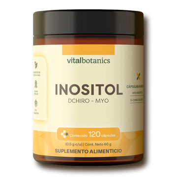 Frasco de Myo-Inositol Vitalbotanics 120 cápsulas – D-Chiro y Myo-Inositol