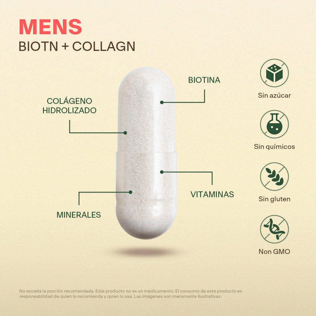 Biotina y Colágeno Para Hombre en Cápsulas