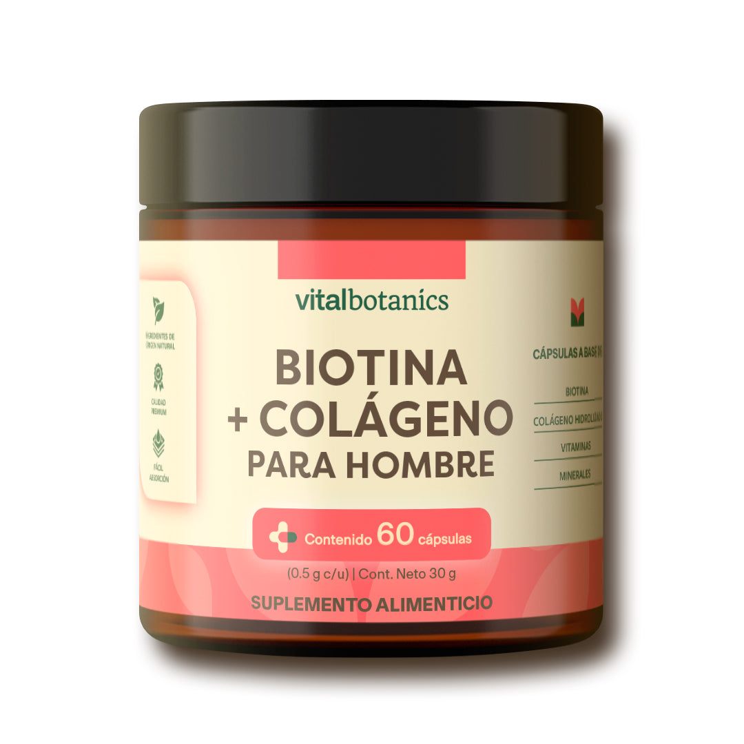 Colágeno y biotina para hombres (60 Cápsulas) - VitalBotanics