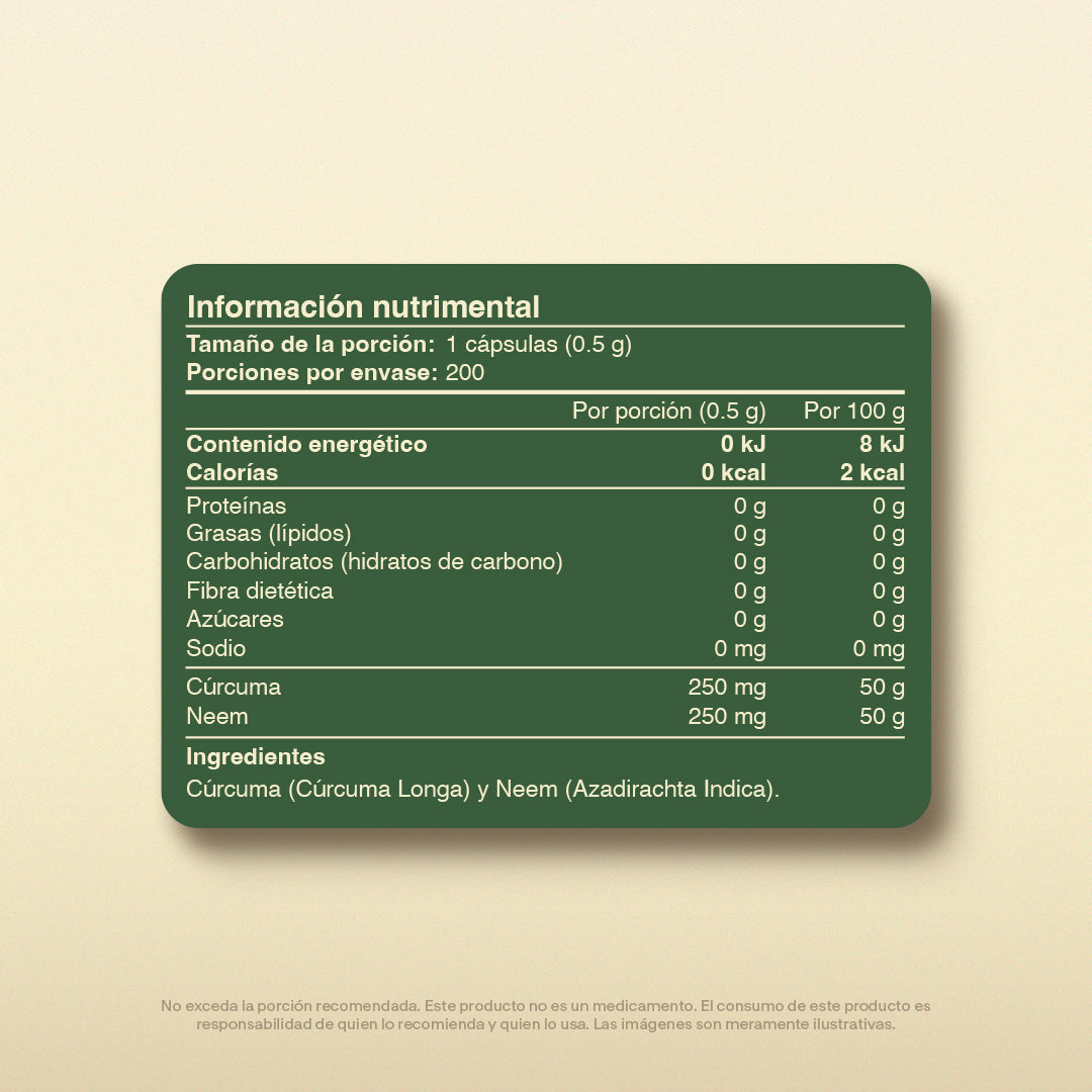 Neem, Curcumina en Cápsulas