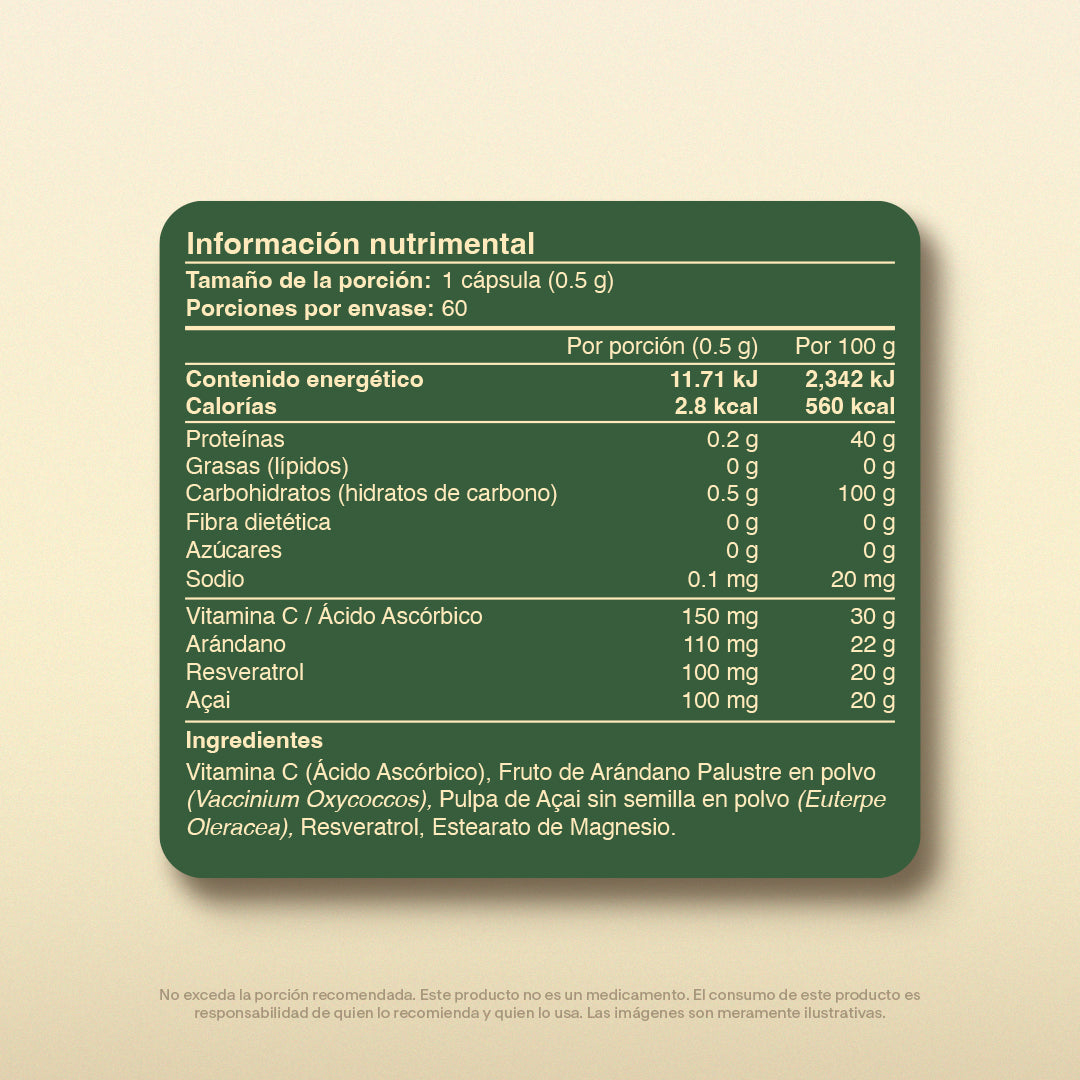 Resveratrol + Acai (60 cápsulas) - VitalBotanics