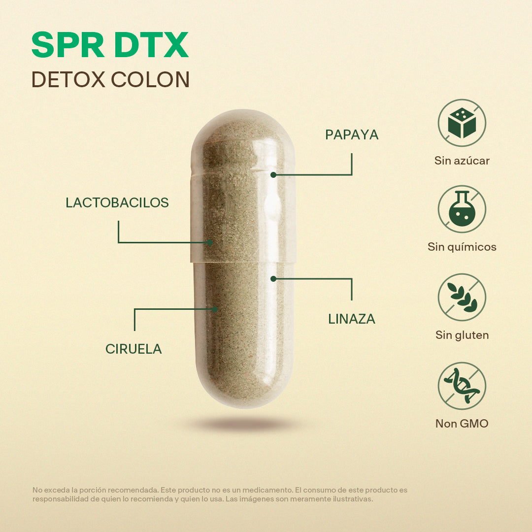 Tabla nutrimental Linaza, Ciruela, Lactobacillus y Papaya Vitalbotanics por cápsula