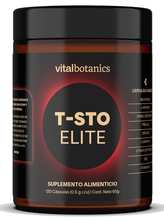 T-STO ELITE | a base de Creatina, Zinc, Vitamina D3, L-arginina, Hongo Cordyceps, Tribulus y Citrato de Potasio