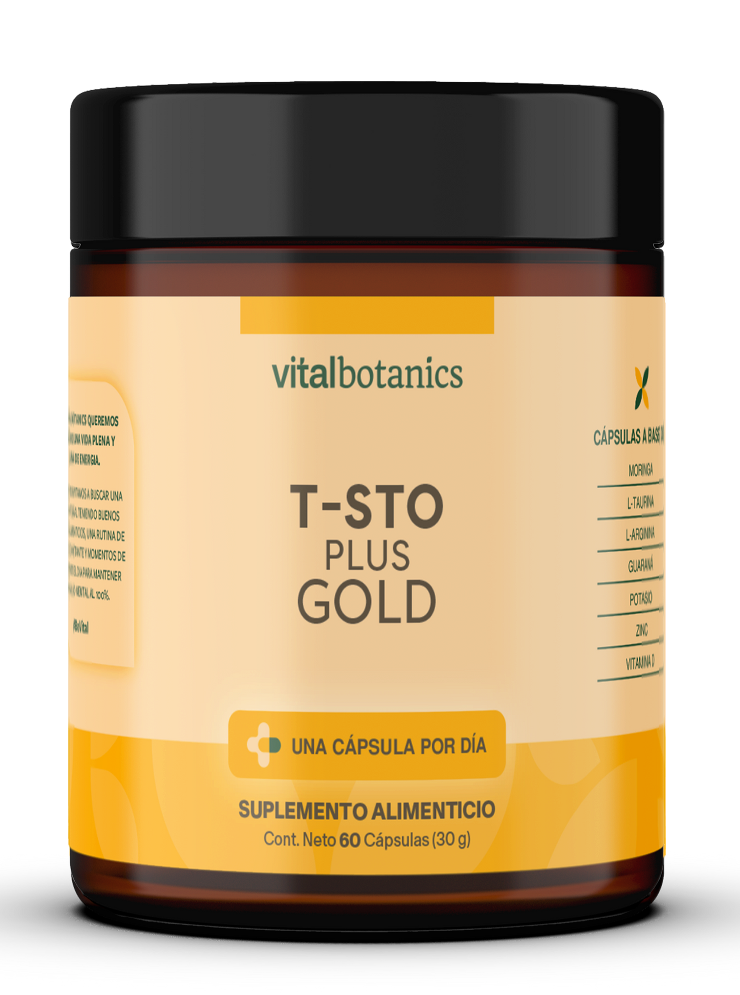 T-STO PLUS GOLD | Vitamina D + Potasio + Zinc + L-Arginina + L-Taurina + Guaraná + Moringa