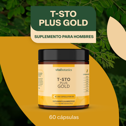 T-STO PLUS GOLD | Vitamina D + Potasio + Zinc + L-Arginina + L-Taurina + Guaraná + Moringa