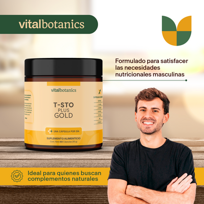 T-STO PLUS GOLD | Vitamina D + Potasio + Zinc + L-Arginina + L-Taurina + Guaraná + Moringa