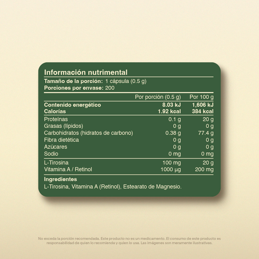 Vitamina A, Tirosina en Cápsulas