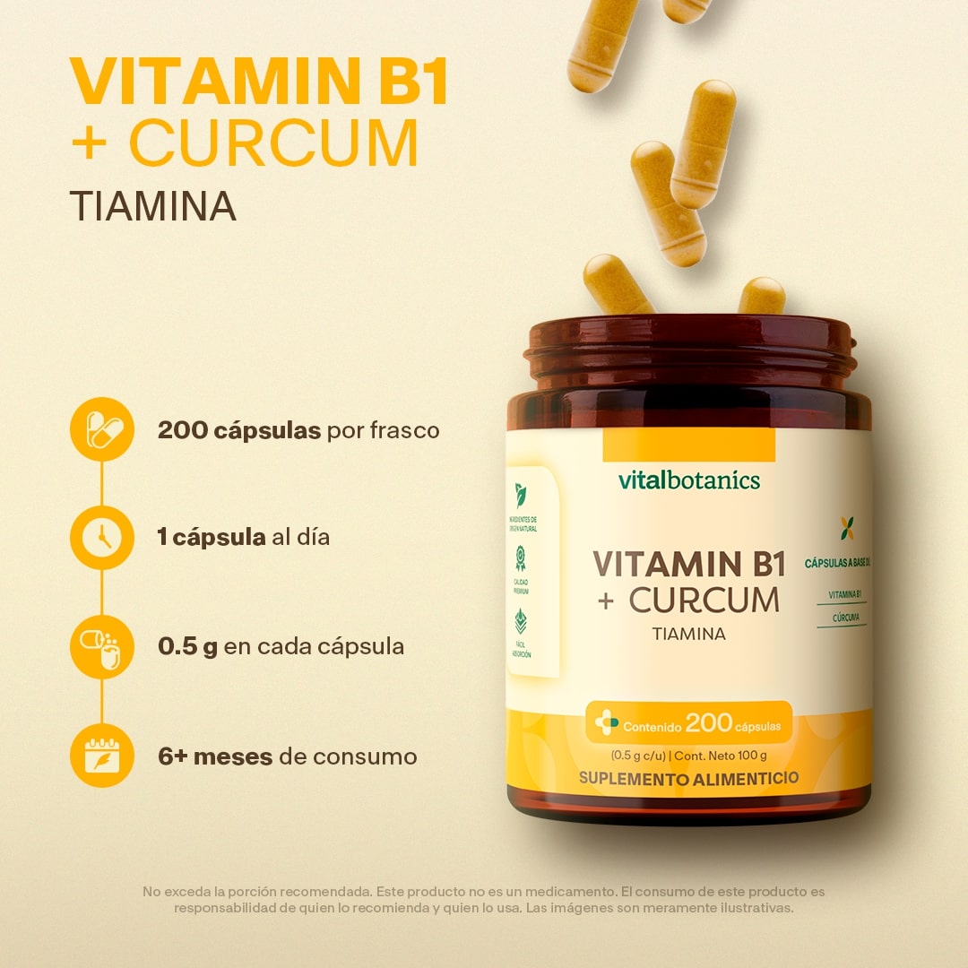 Vitamina B1, Cúrcuma en Cápsulas