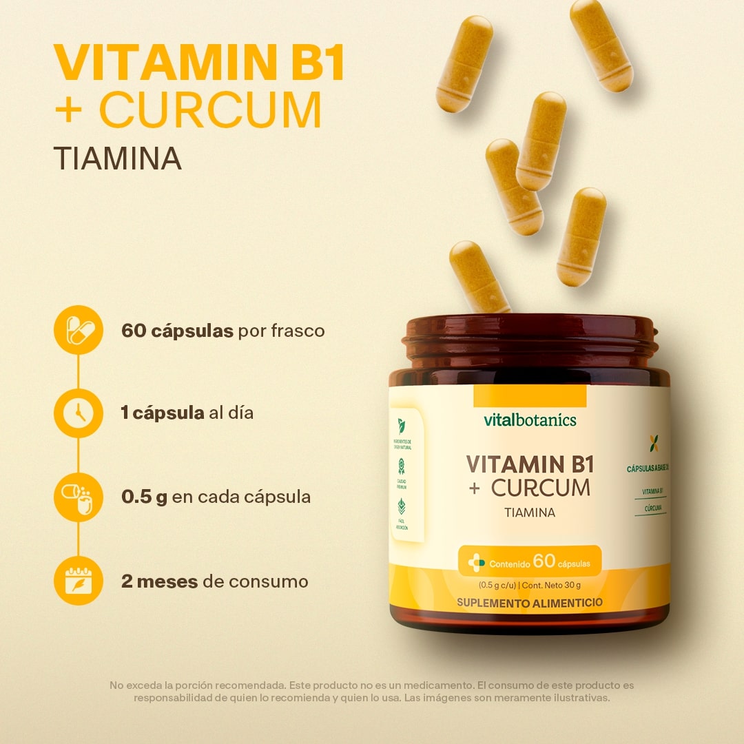 Vitamina B1, Cúrcuma en Cápsulas