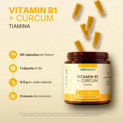 Vitamina B1, Cúrcuma en Cápsulas