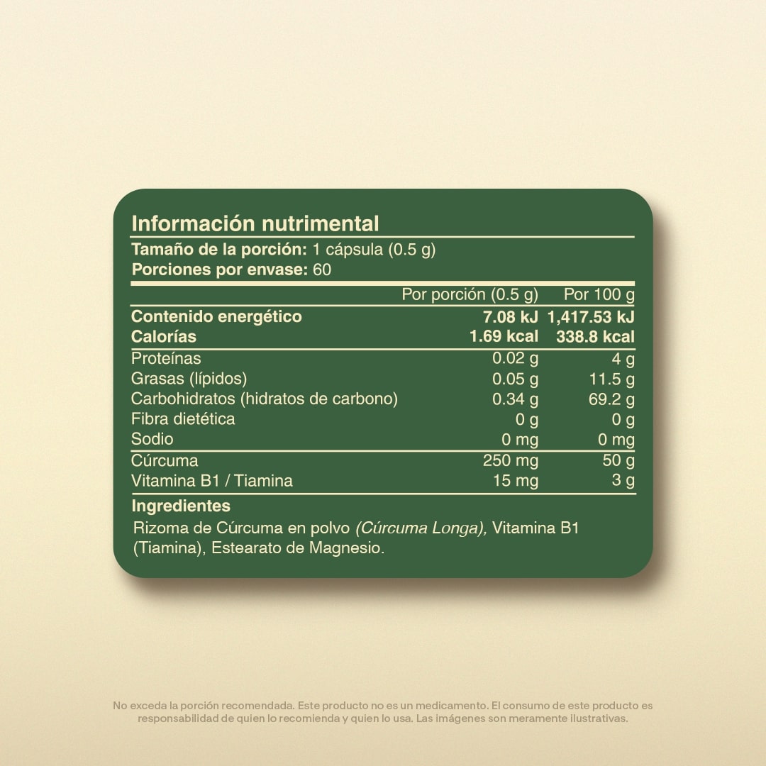 Vitamina B1, Cúrcuma en Cápsulas