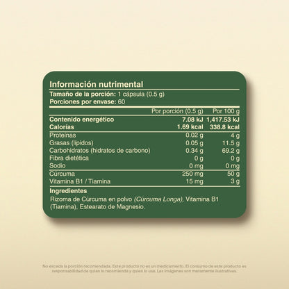 Vitamina B1, Cúrcuma en Cápsulas