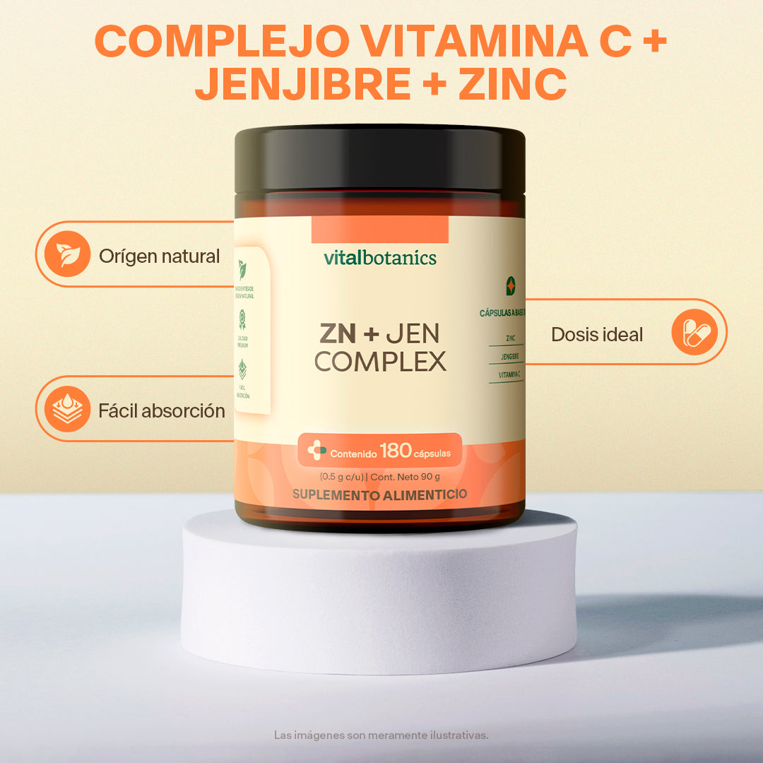 Complejo Vitamina C, Jenjibre, Zinc en Cápsulas - VitalBotanics