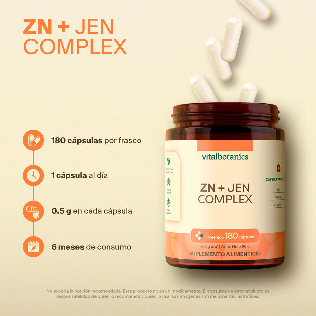 Complejo Vitamina C, Jenjibre, Zinc en Cápsulas - VitalBotanics